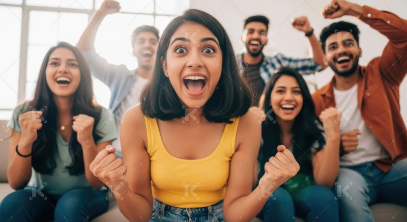 Young indian friends taking selfie together at home