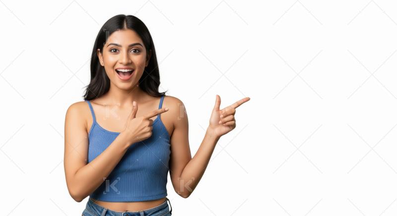 Young indian woman with long dark curly hair in sleeveless top i