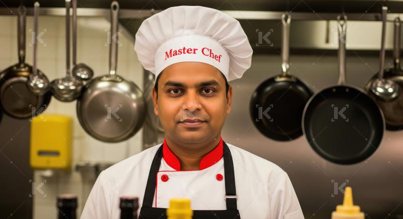 Confident Indian Master Chef in Professional Kitchen Portrait