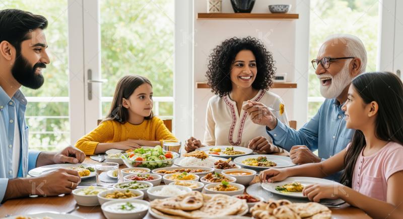Joyful Multi-Generational Indian Family Enjoying Traditional Hom