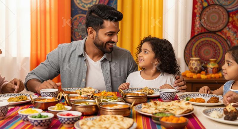 Happy Indian Family Sharing a Joyful Traditional Festive Meal