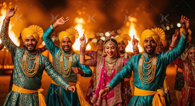 Joyful Indian Festival Dance Celebration with Traditional Attire