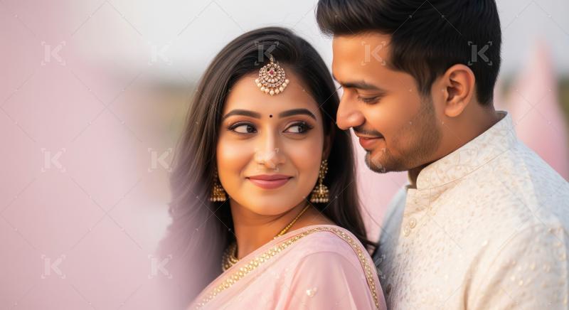Close up of young indian couple standing together