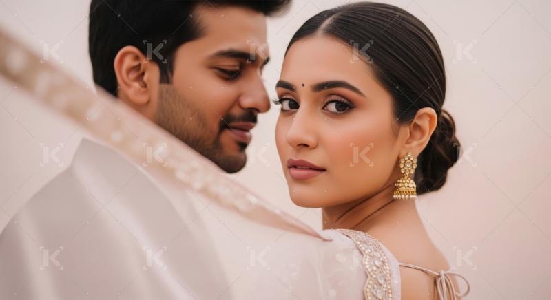 Close up of young indian couple standing together