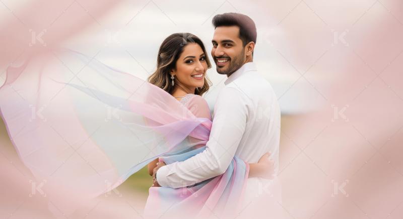 Close up of young indian couple standing together