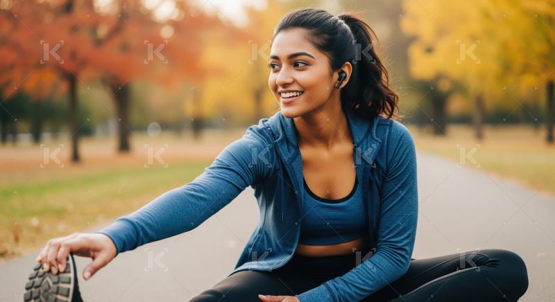 Young beautiful indian woman doing yoga at park
