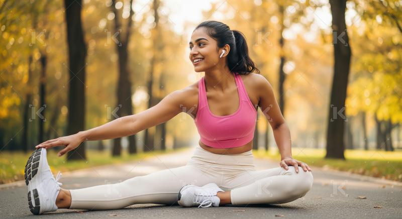 Young beautiful indian woman doing yoga at park